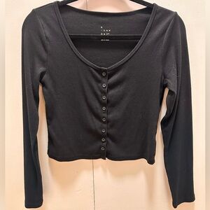 Black Button Cropped Top